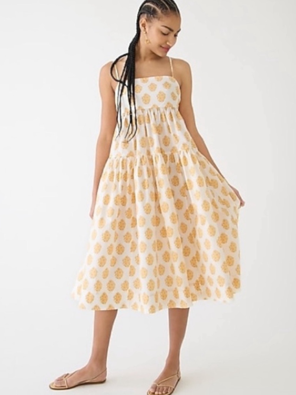 J. CREW | $148 Tie-back Tiered Dress in Gathered Floral Block Print, Size 10